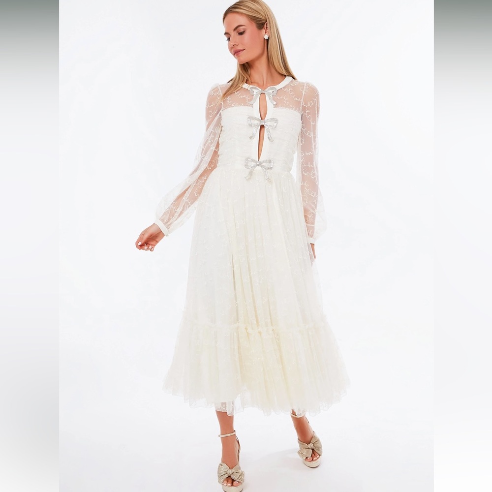 Saloni Camille Bow Dress Tusk